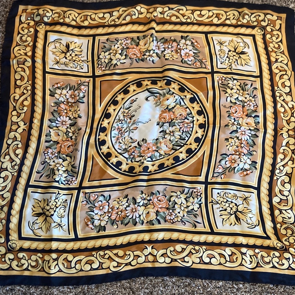 Floral Patterned Silk Scarf